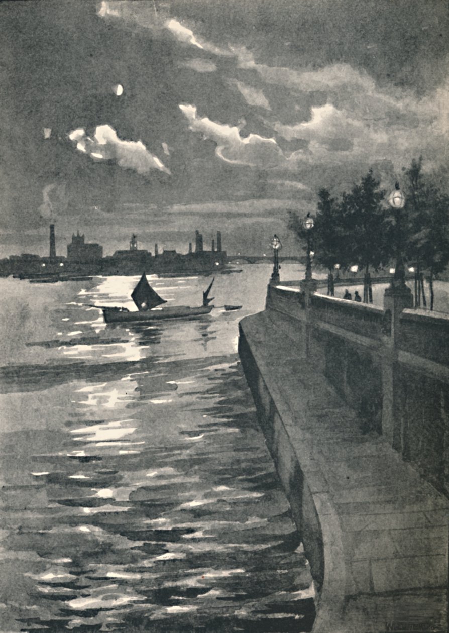 Westminster von der Blackfriars Bridge - Nacht, 1891 von William Luker