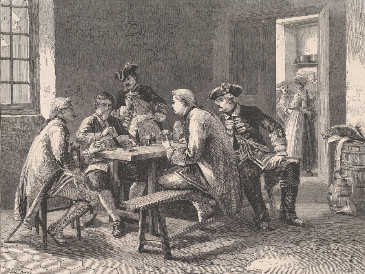 Soldaten beim Kartenspielen, aus Illustrated London News von William Luson Thomas