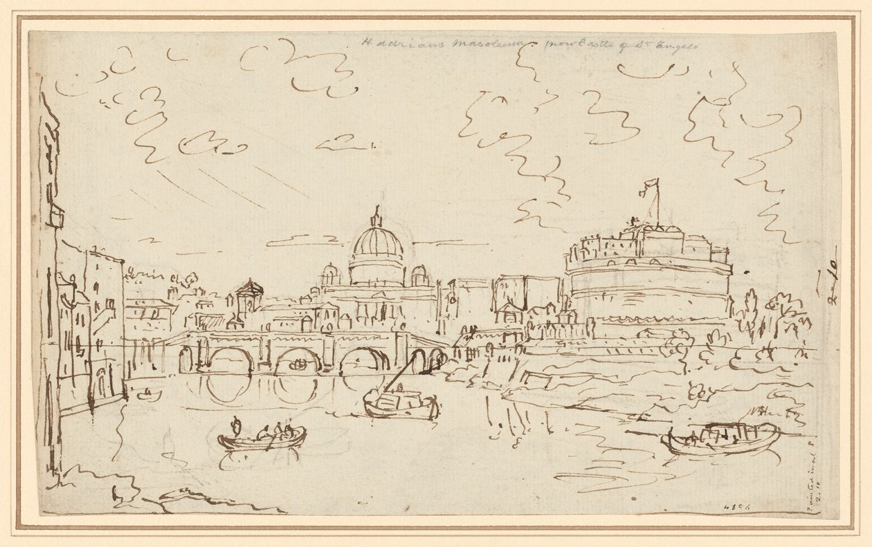 Der Tiber mit dem Petersdom und der Engelsburg (recto) von William Marlow