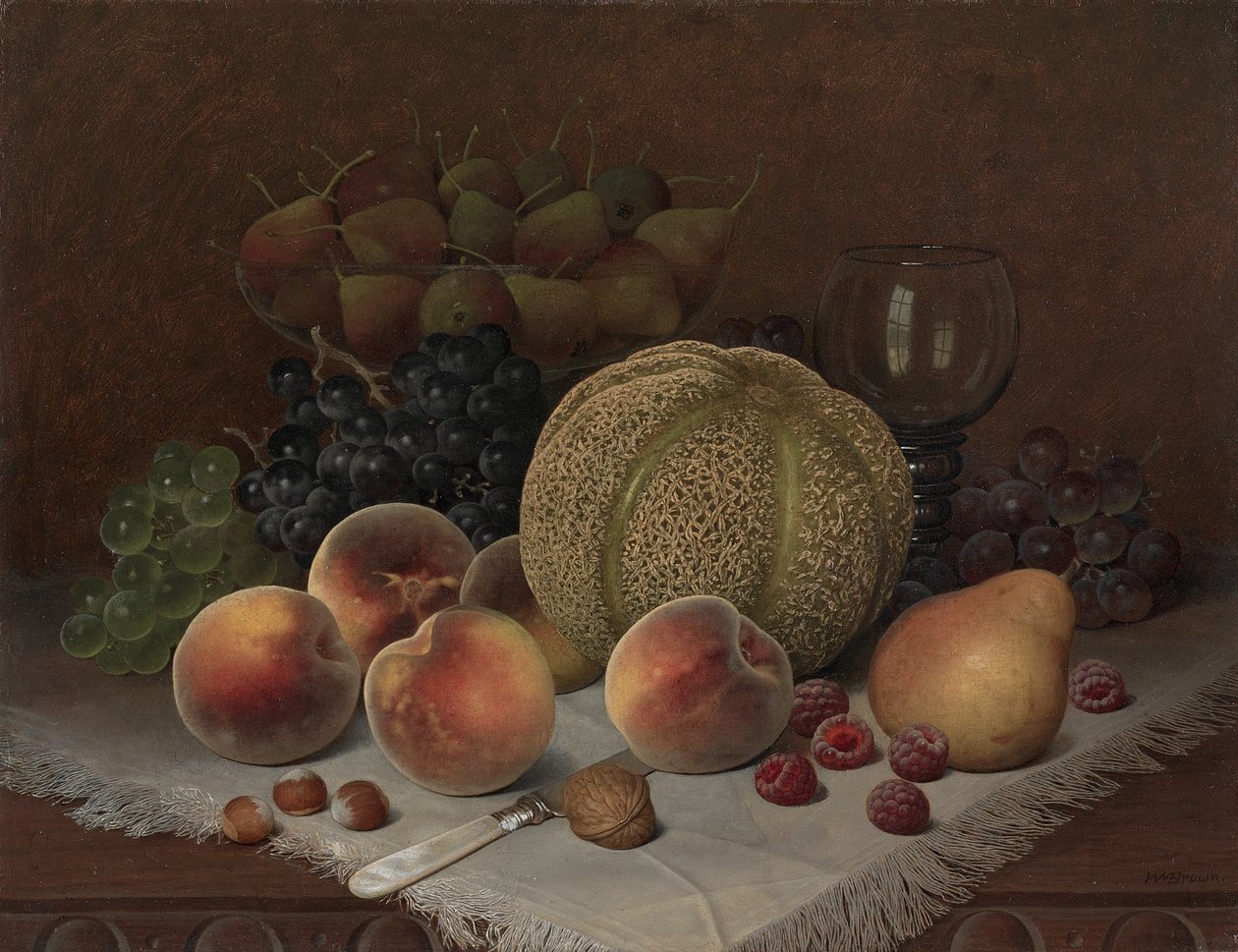Stillleben mit Melone, um 1880 von William Mason Brown