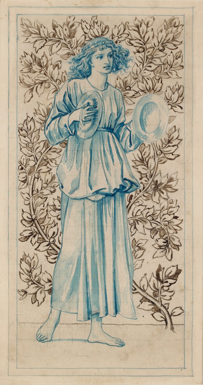Eine Frau spielt Zimbeln, spätes 19. Jahrhundert von William Morris