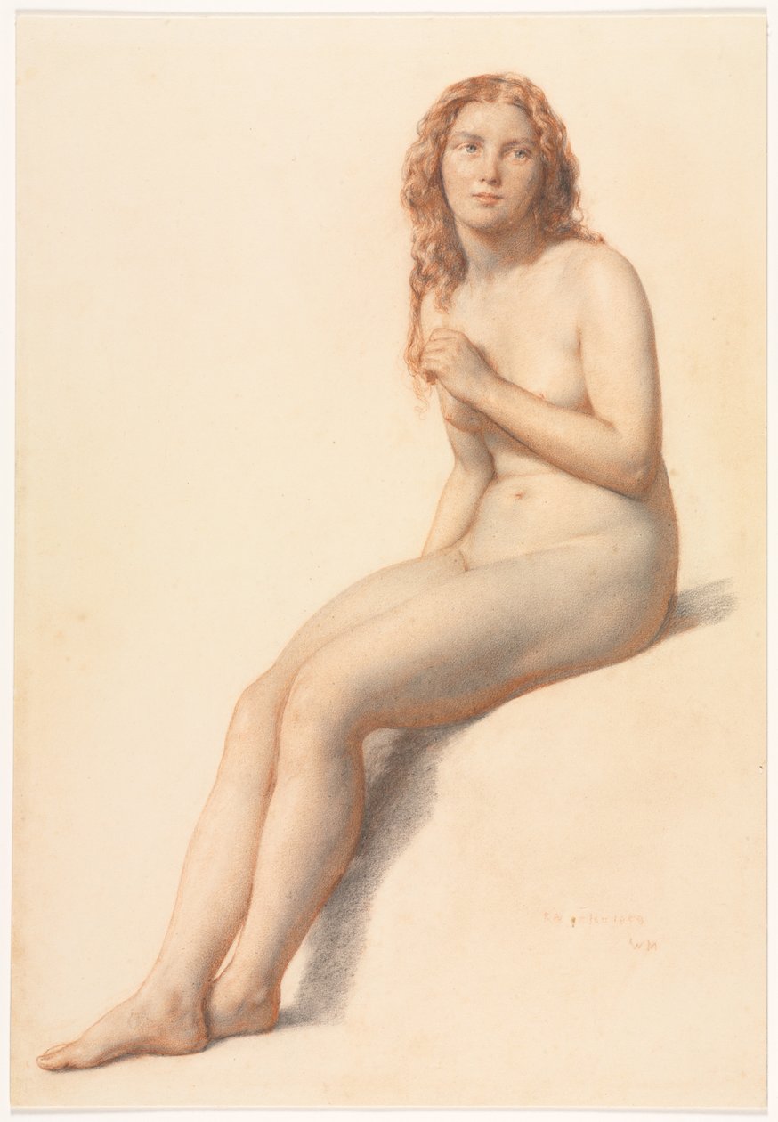 Weiblicher Akt, sitzend, Dreiviertelansicht von vorne von William Mulready