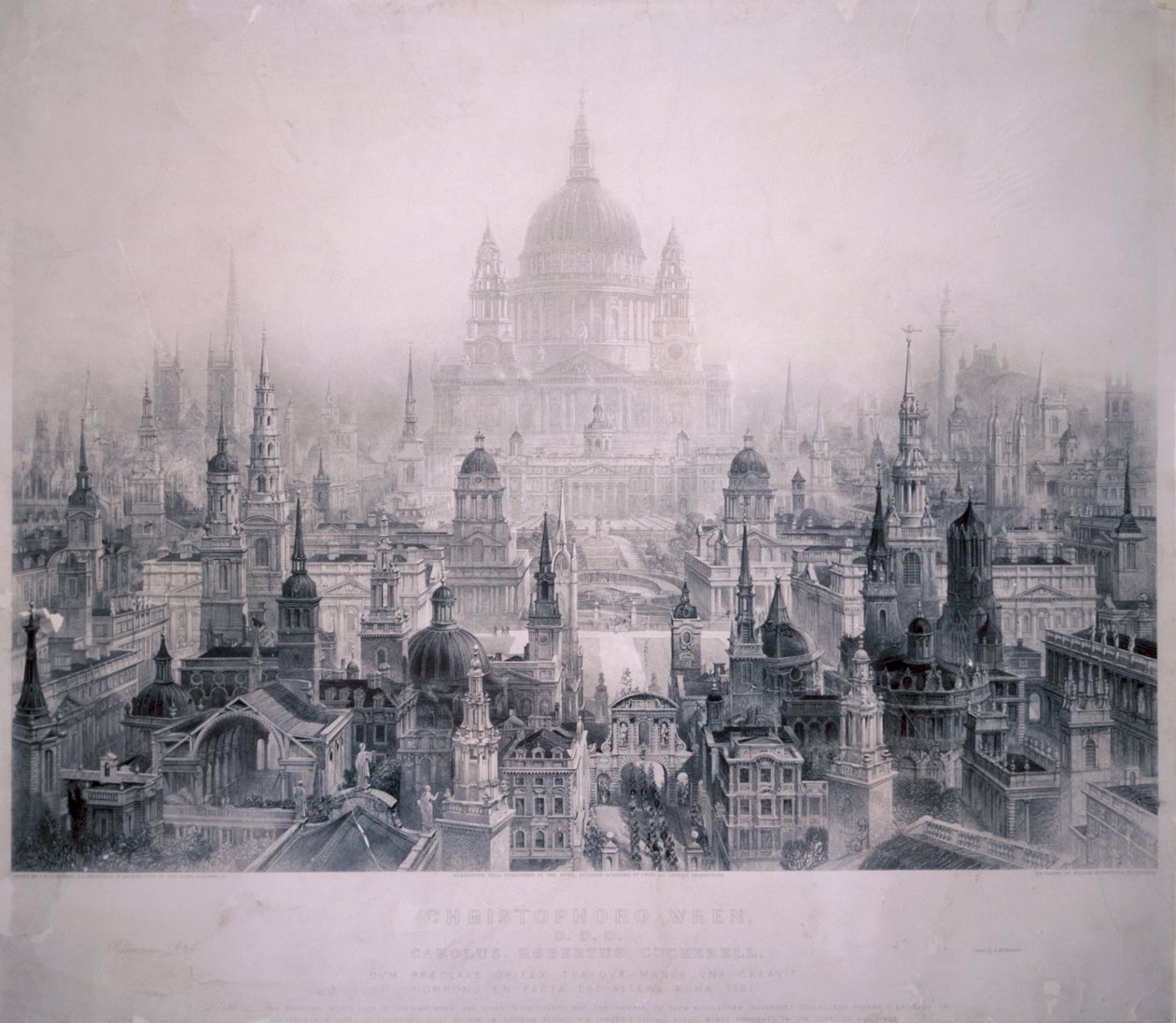 Traumstadt der Gebäude von Christopher Wren, 1842 von William Richardson