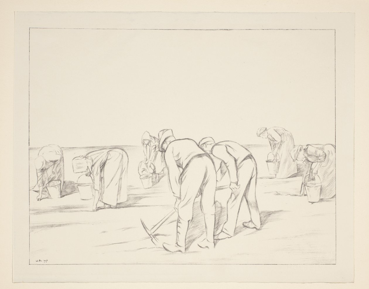 Landarbeiter mit Spitzhacken und Eimern von William Rothenstein