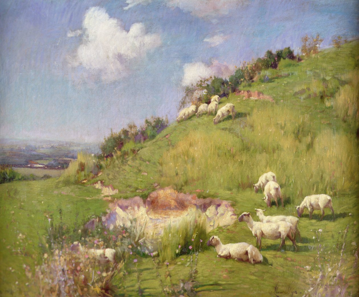 Schafe auf einem Hügel von William Samuel Henry Llewellyn