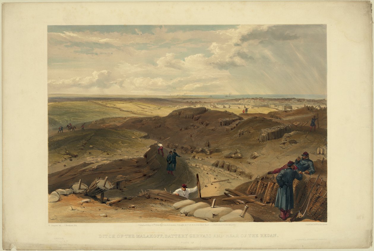 Malakoff-Redoute, Batterie Gervais und Rückseite des Redans, 1855 von William Crimea Simpson