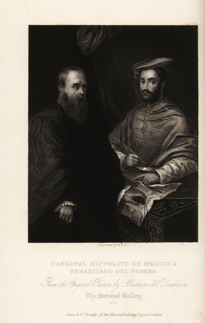 Porträt von Sebastiano del Piombo, italienischer Maler der Hochrenaissance und frühen Manierismus, ca. 1485-1547, mit Kardinal Ippolito de