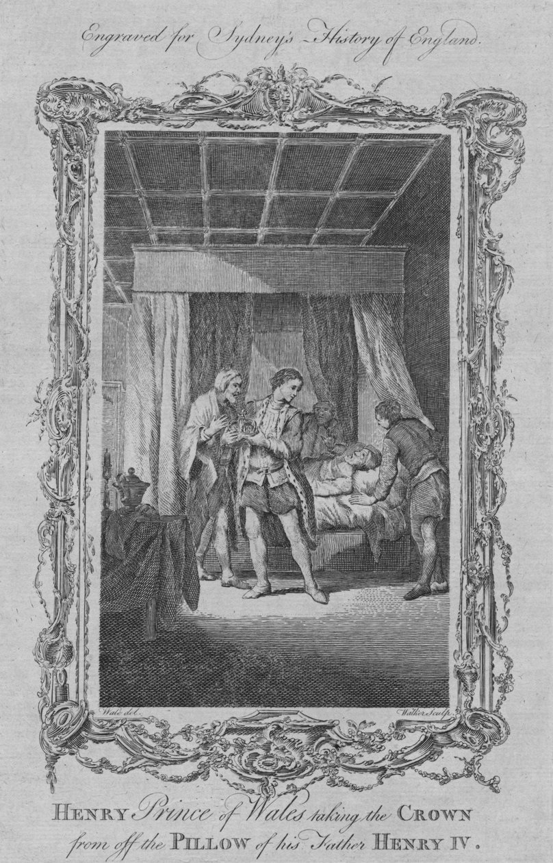 Heinrich Prinz von Wales nimmt die Krone vom Kissen seines Vaters Heinrich IV., 1773 von William Walker