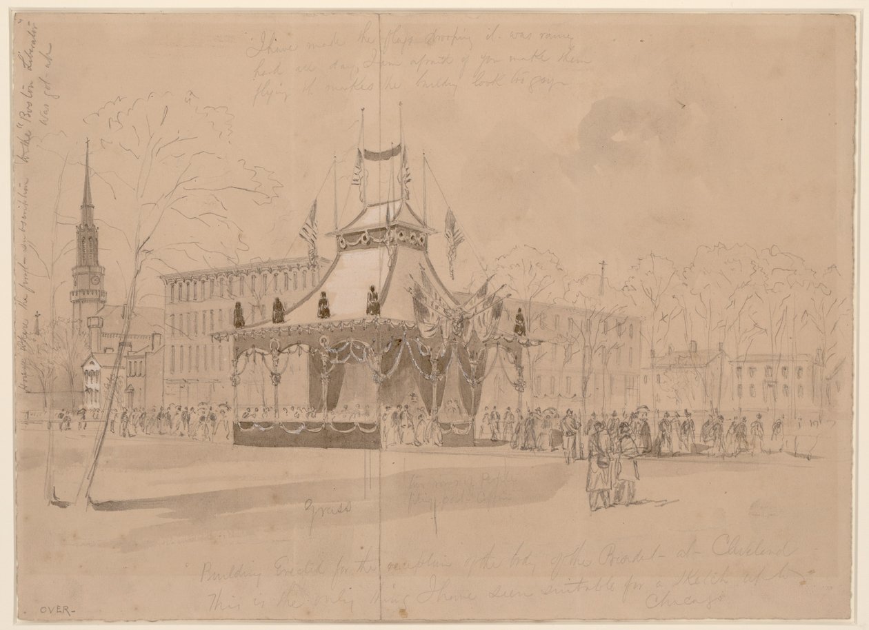 Gebäude für den Empfang des Körpers des Präsidenten in Cleveland von William Waud