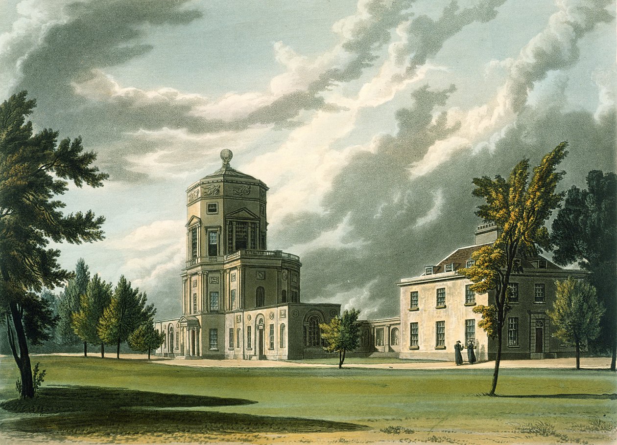 Außenansicht des Astronomischen Observatoriums, Illustration aus der Geschichte von Oxford von William Westall