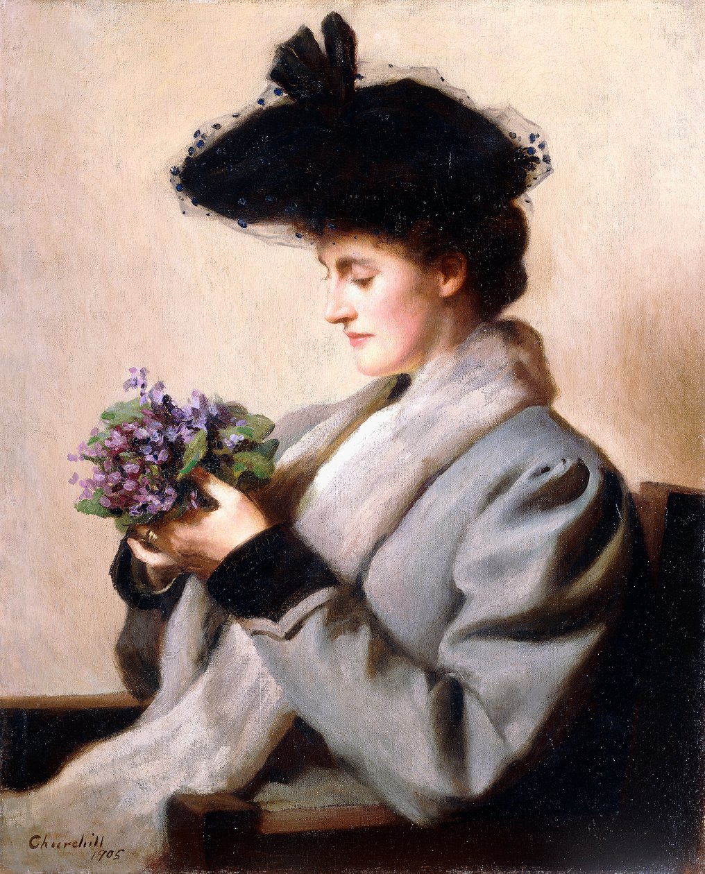 Das Veilchensträußchen - Porträt einer Frau von William Worcester Churchill