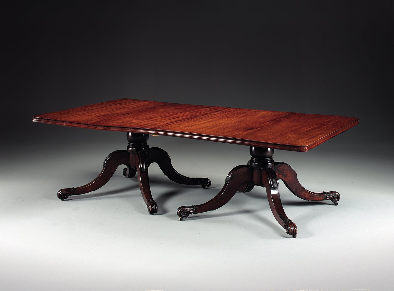 Irischer George IV Zweisäulen-Esstisch, ca. 1825 von Williams and Gibton (attr. to) Mack