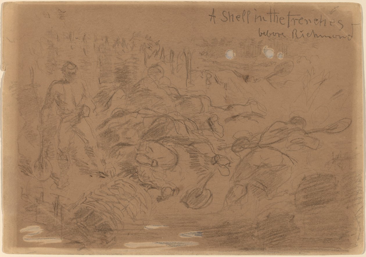 Eine Granate in den Schützengräben vor Richmond [recto] von Winslow Homer