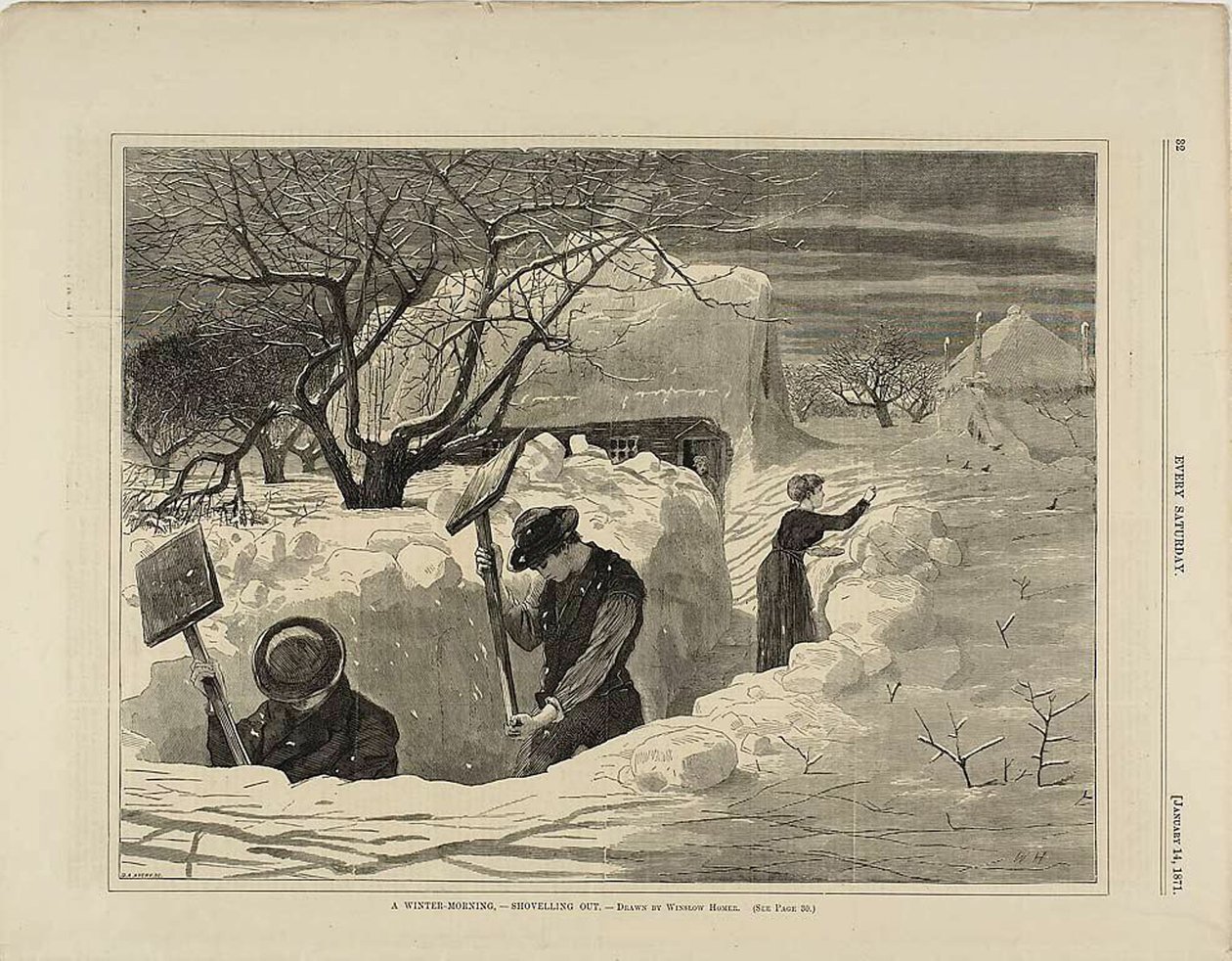 Ein Wintermorgen beim Schneeschaufeln von Winslow Homer