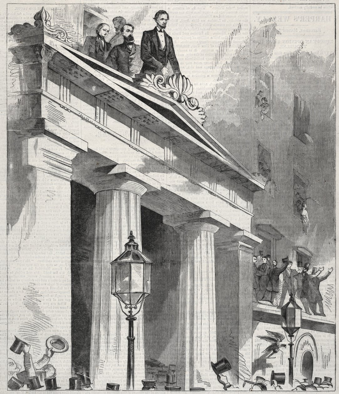 Abraham Lincoln, der gewählte Präsident, spricht zu den Menschen vom Balkon des Astor House, 9. Februar 1861 von Winslow Homer