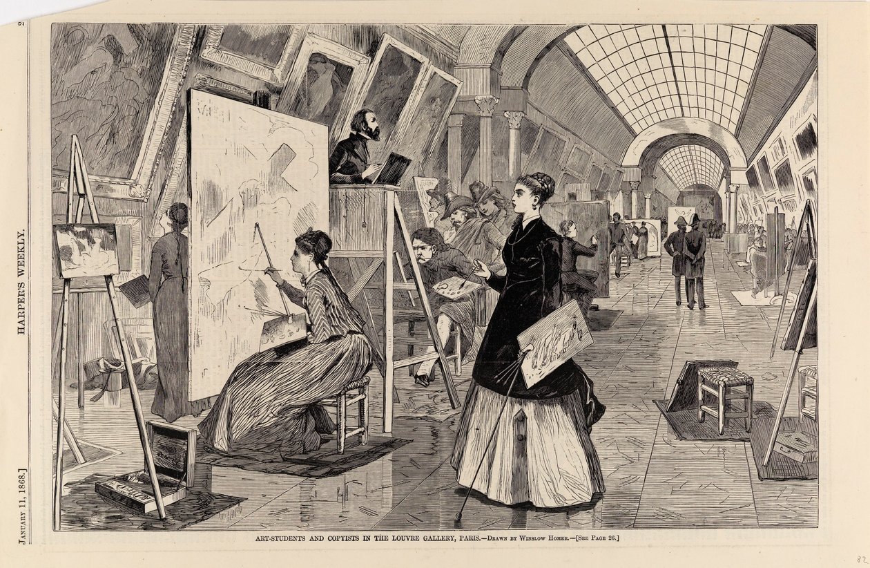 Kunststudenten und Kopisten in der Louvre-Galerie, Paris, aus Harper