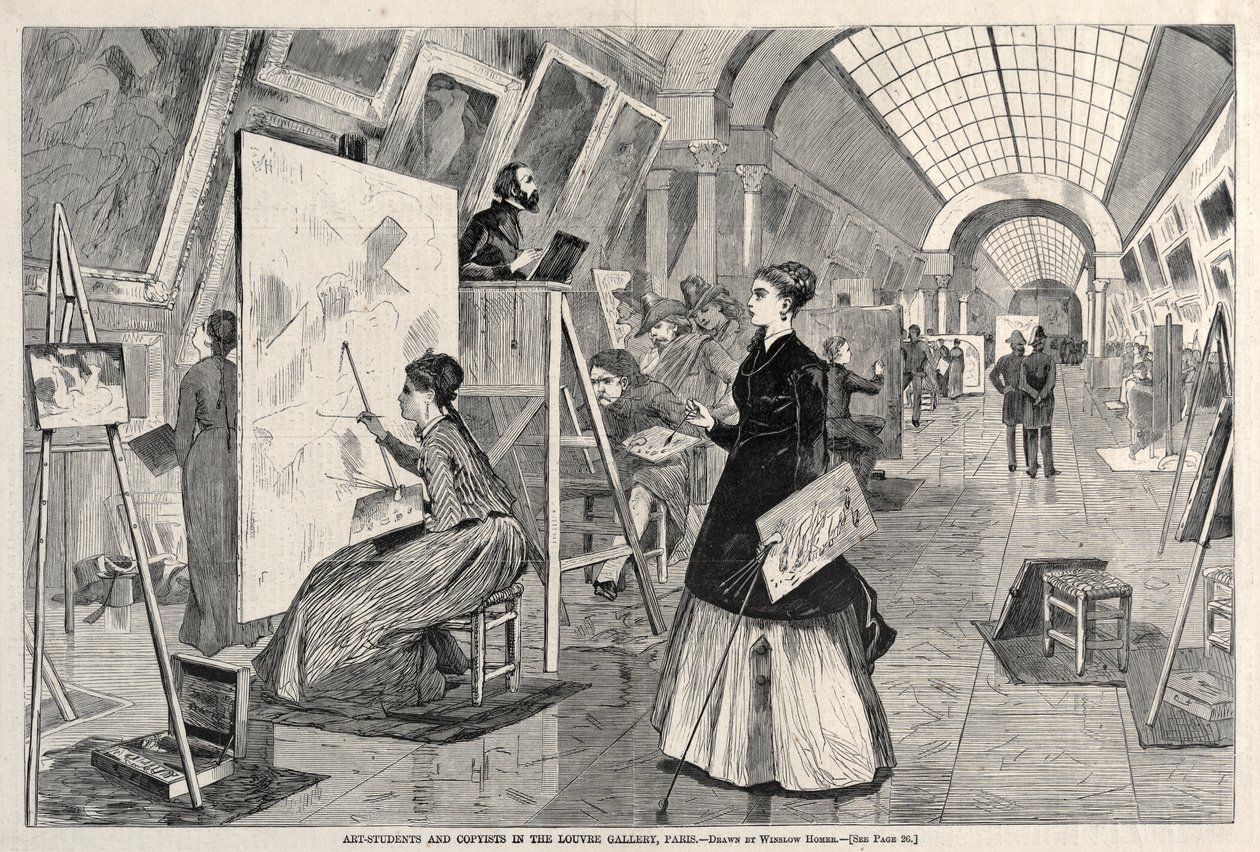 Kunststudenten und Kopisten in der Louvre-Galerie, Paris von Winslow Homer