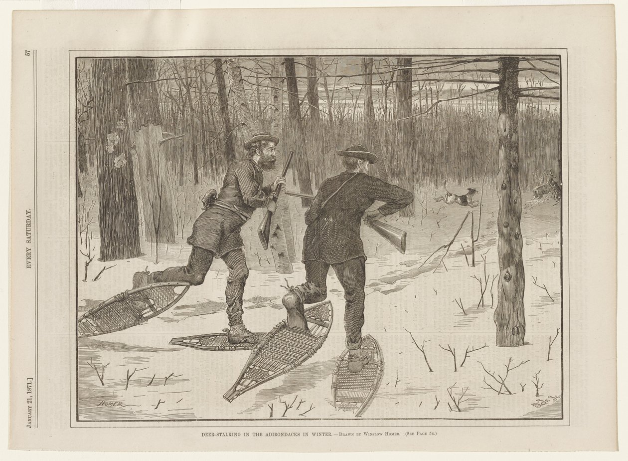 Hirschjagd in den Adirondacks im Winter von Winslow Homer