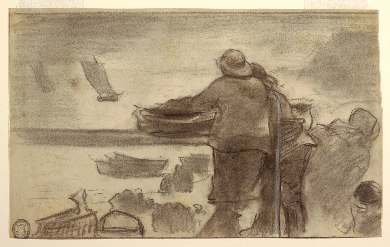 Strand mit Booten und Menschen, Cullercoats, England, 1881–82 von Winslow Homer