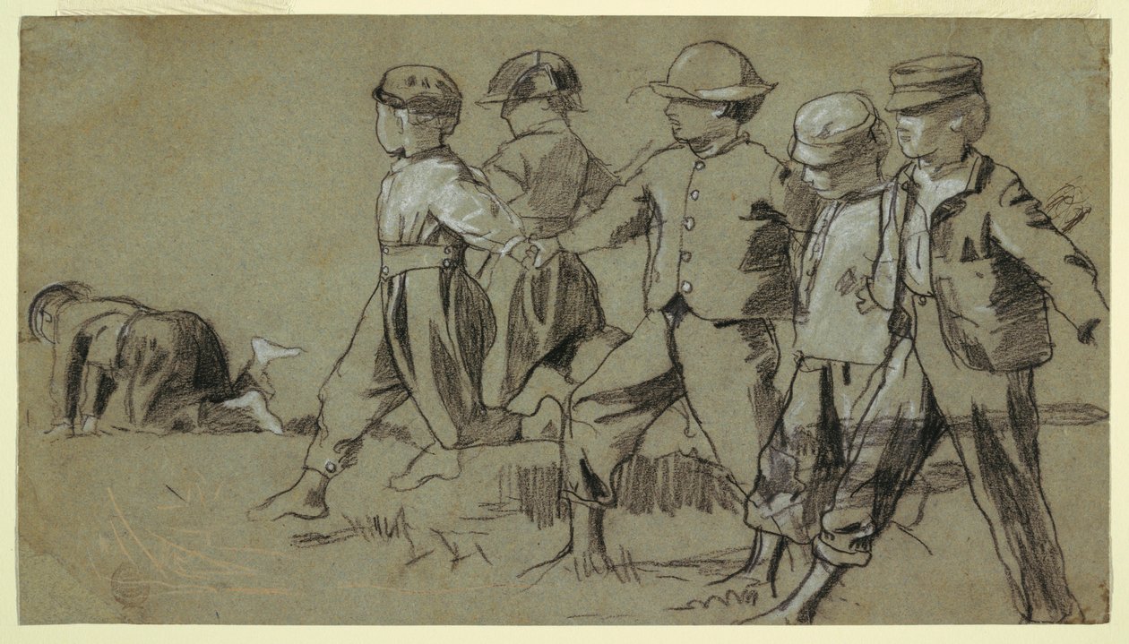Zeichnung, Studie für "Fang die Peitsche", 1872 von Winslow Homer