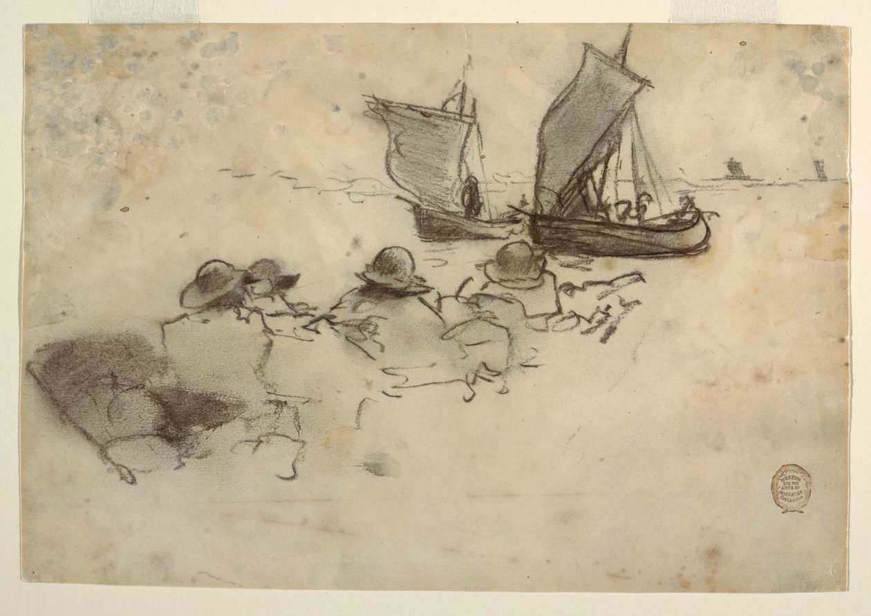 Zwei Fischerboote mit Segeln, Cullercoats, England von Winslow Homer