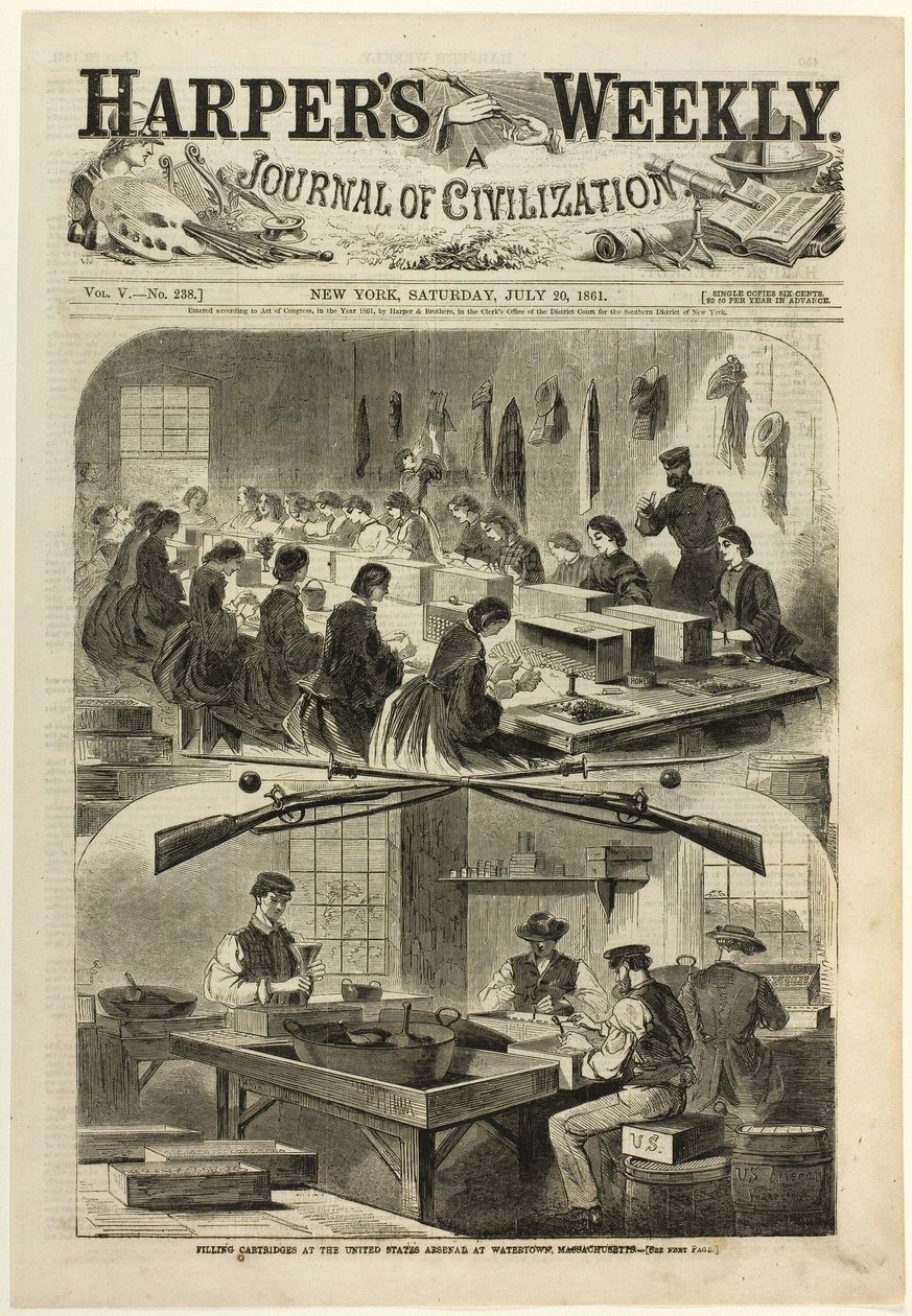 Patronenfüllung im United States Arsenal, Watertown, Massachusetts von Winslow Homer