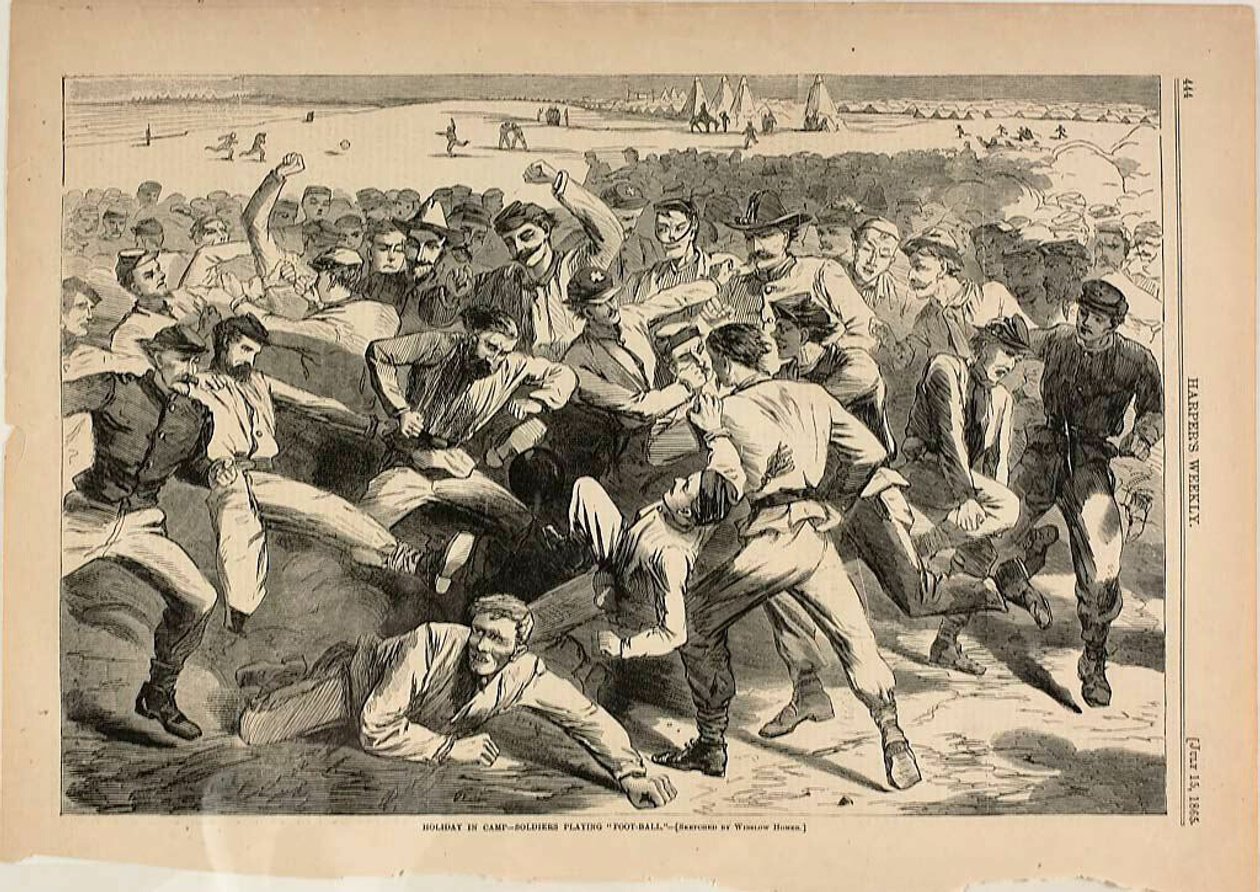 Ferien im Lager—Soldaten spielen „Fußball“ von Winslow Homer
