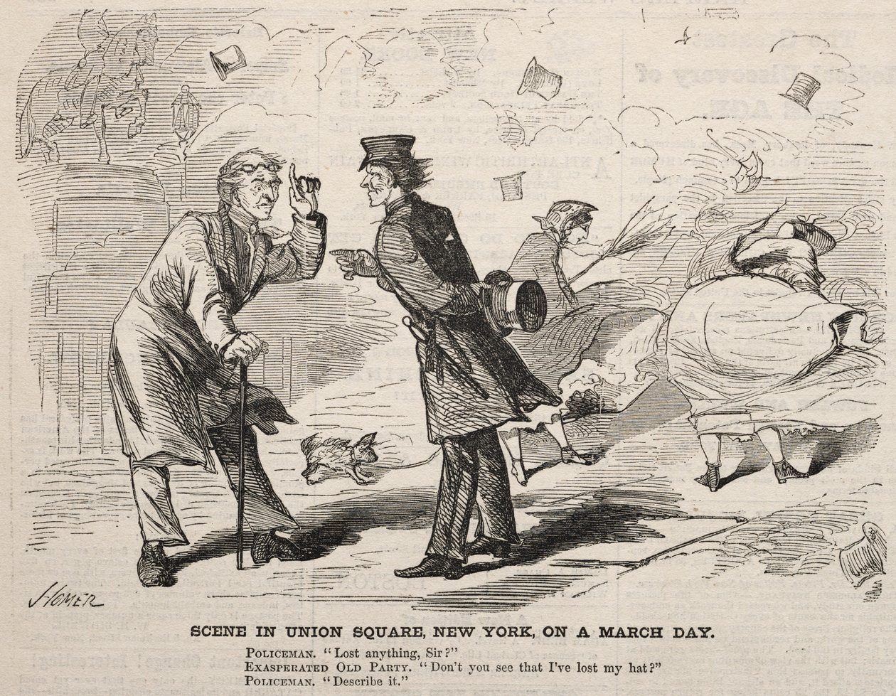 Szene am Union Square, New York, an einem Märztag, 1860 von Winslow Homer