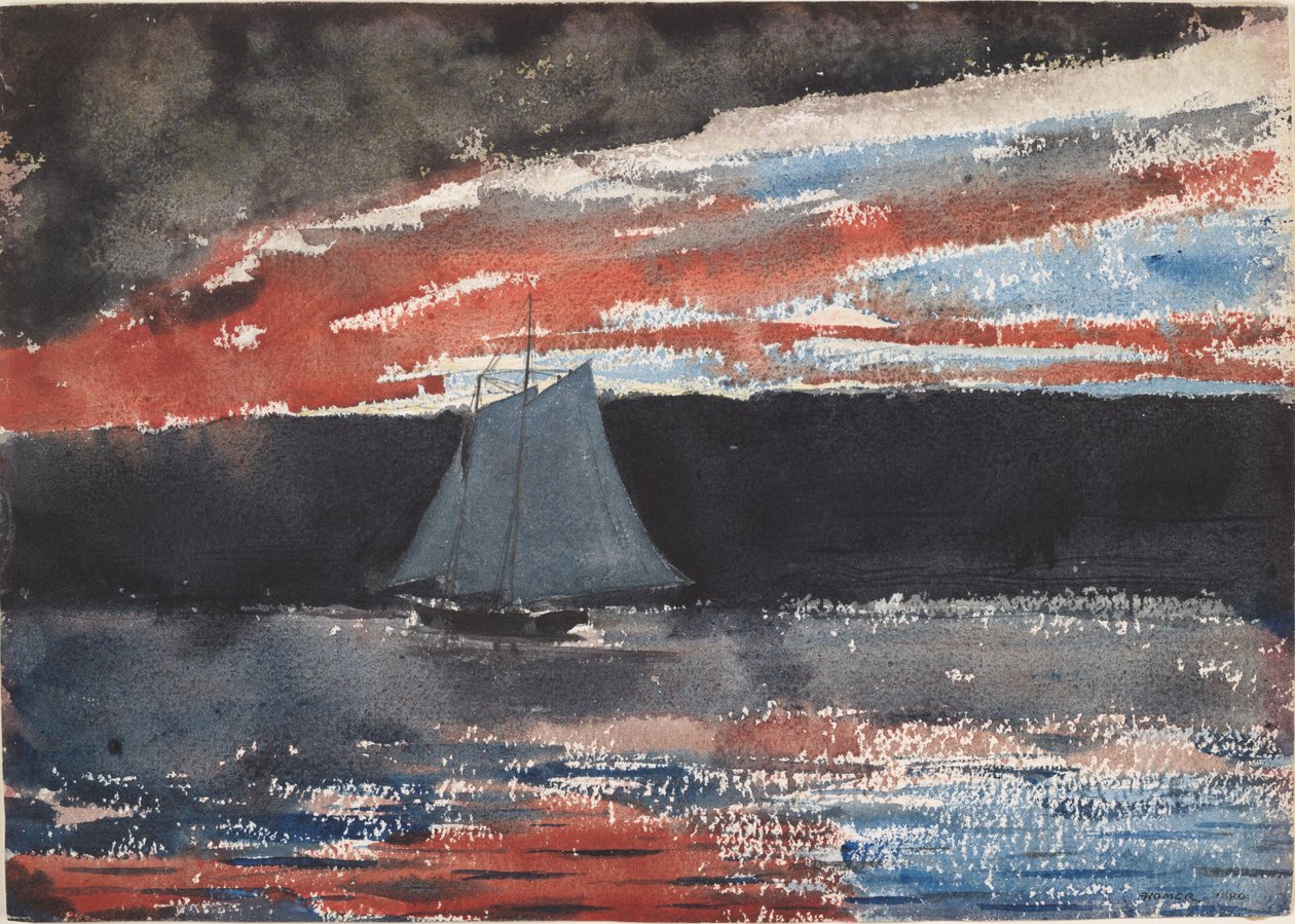 Schoner bei Sonnenuntergang von Winslow Homer