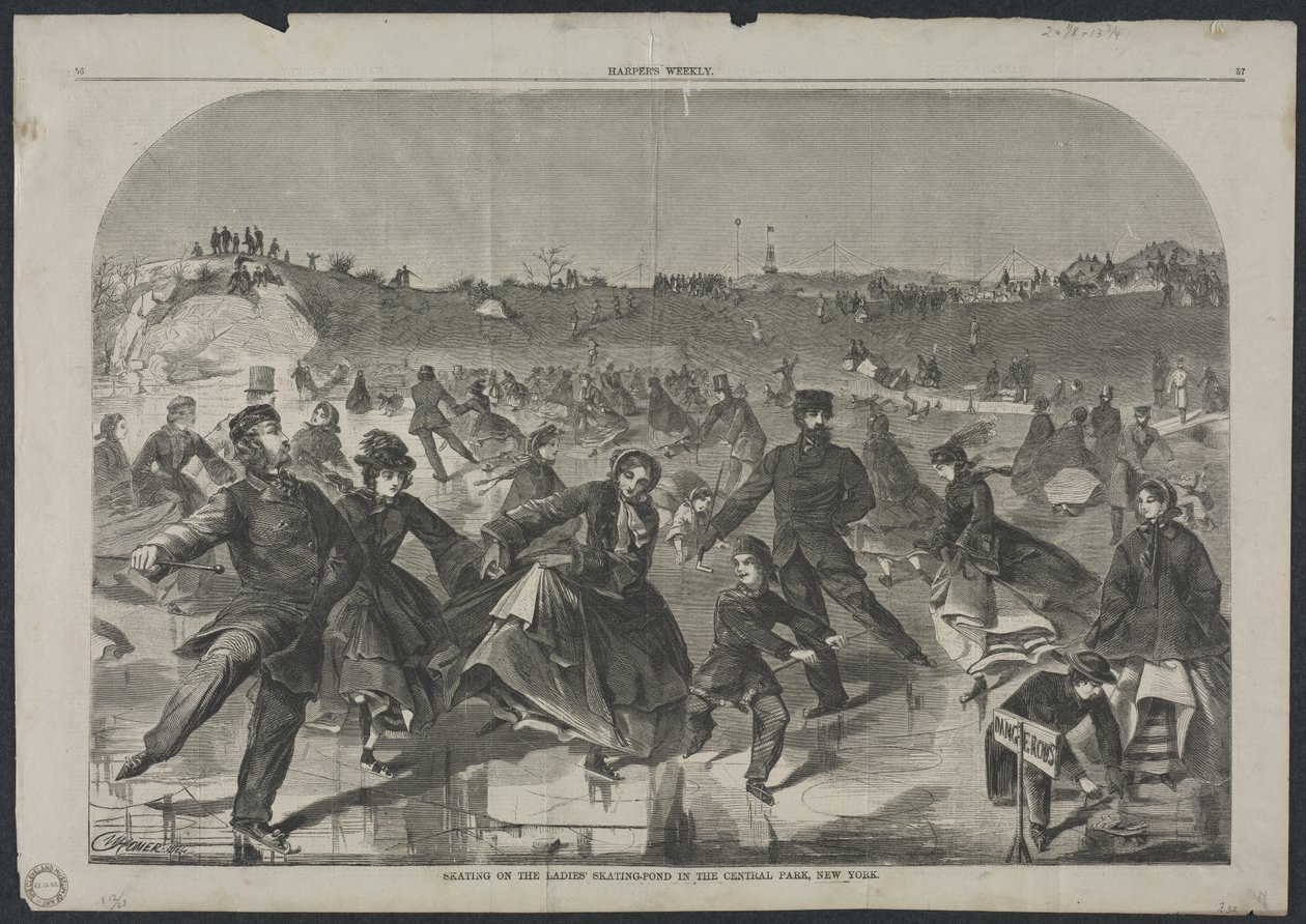 Schlittschuhlaufen auf dem Damen-Schlittschuhteich im Central Park, New York, 1860 von Winslow Homer