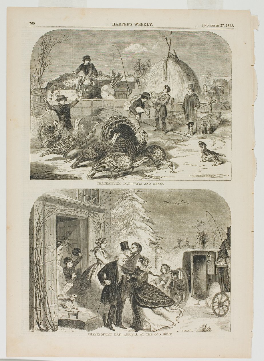 Erntedankfest - Wege und Mittel und Erntedankfest - Ankunft im alten Zuhause von Winslow Homer