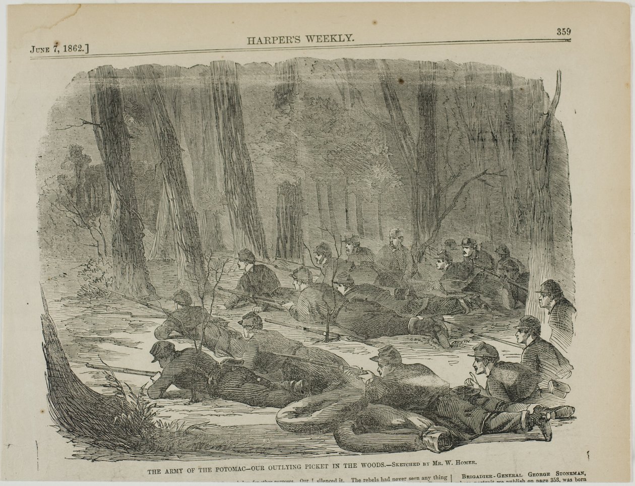 Die Armee des Potomac—Unsere Außenposten im Wald von Winslow Homer