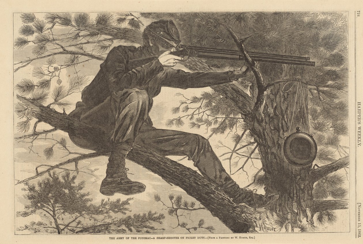 Die Armee des Potomac - Ein Scharfschütze auf Wachposten, 1862 von Winslow Homer