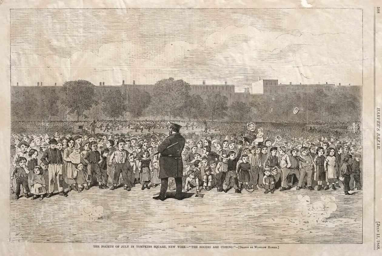 Der vierte Juli im Tompkins Square, New York - "Die Soldaten kommen" von Winslow Homer