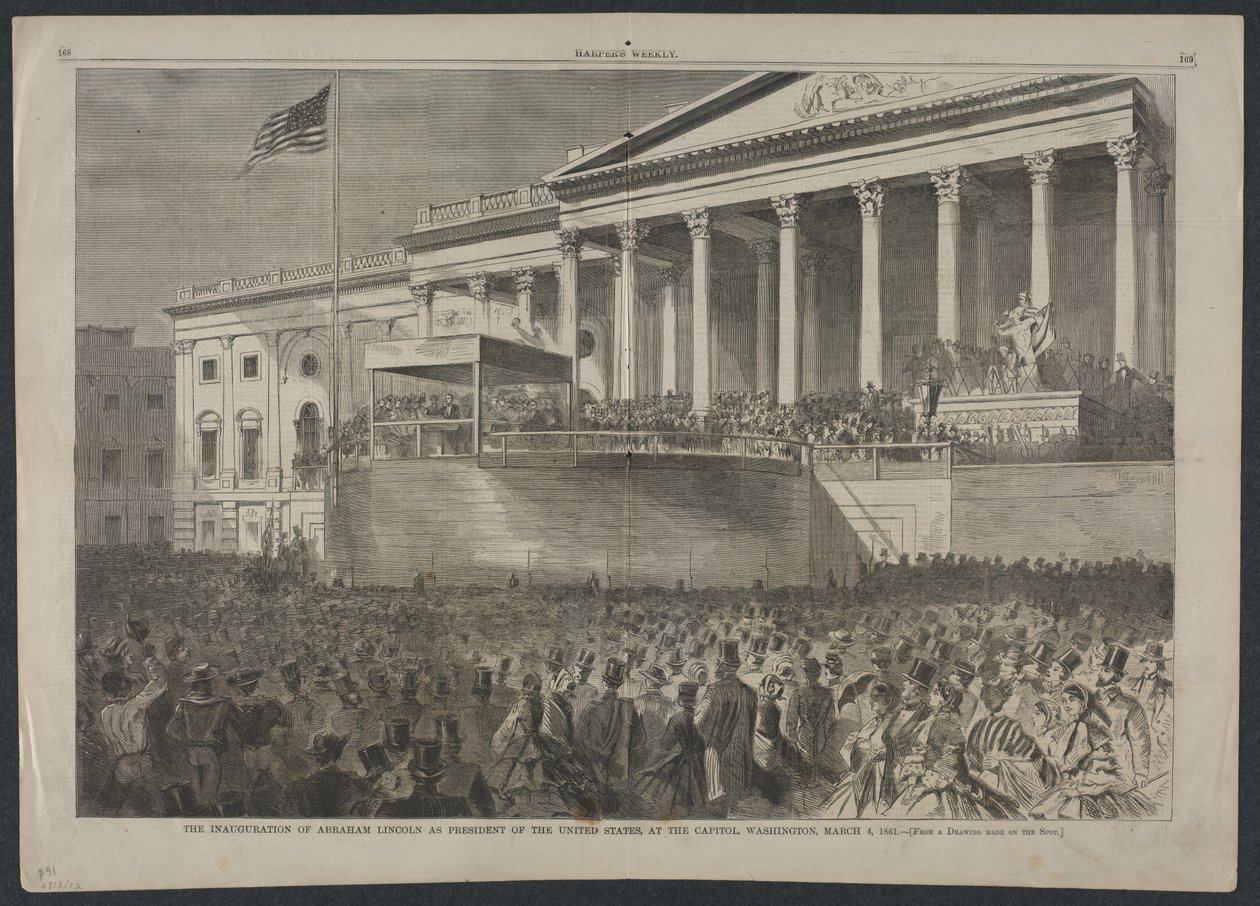 Die Amtseinführung von Abraham Lincoln als Präsident der Vereinigten Staaten im Kapitol, Washington, 4. März 1861 von Winslow Homer