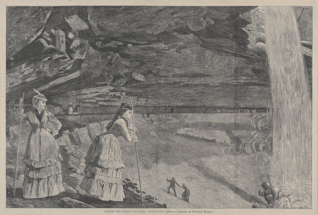 Unter den Wasserfällen, Catskill Mountains, nach einem Gemälde von Winslow Homer von Winslow Homer
