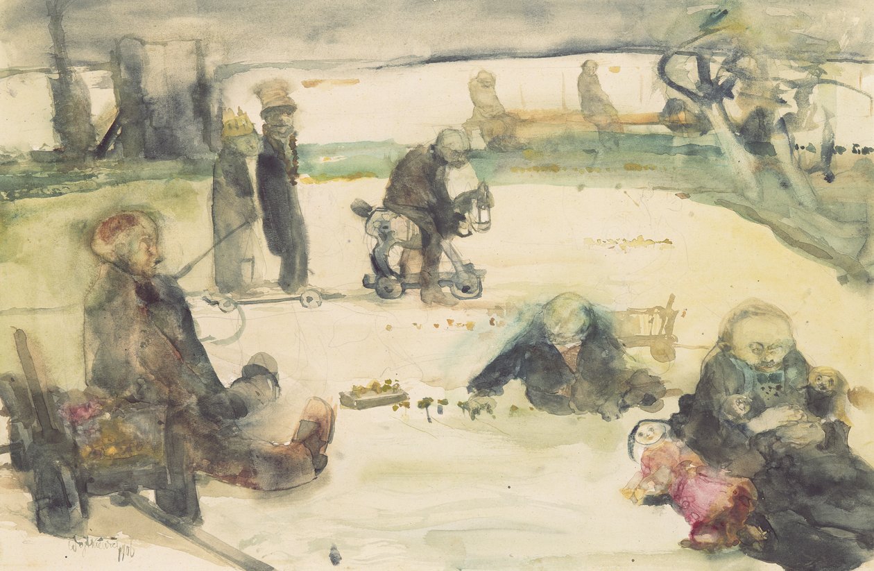 Im Schnee spielen von Witold Wojtkiewicz: Kunstdruck kaufen