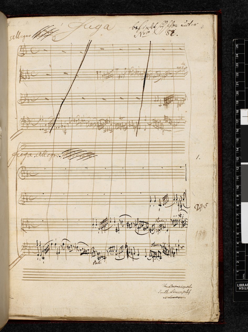 Adagio und Fuge in c-Moll, K. 546, Add. 28996 f.3r von Wolfgang Amadeus Mozart