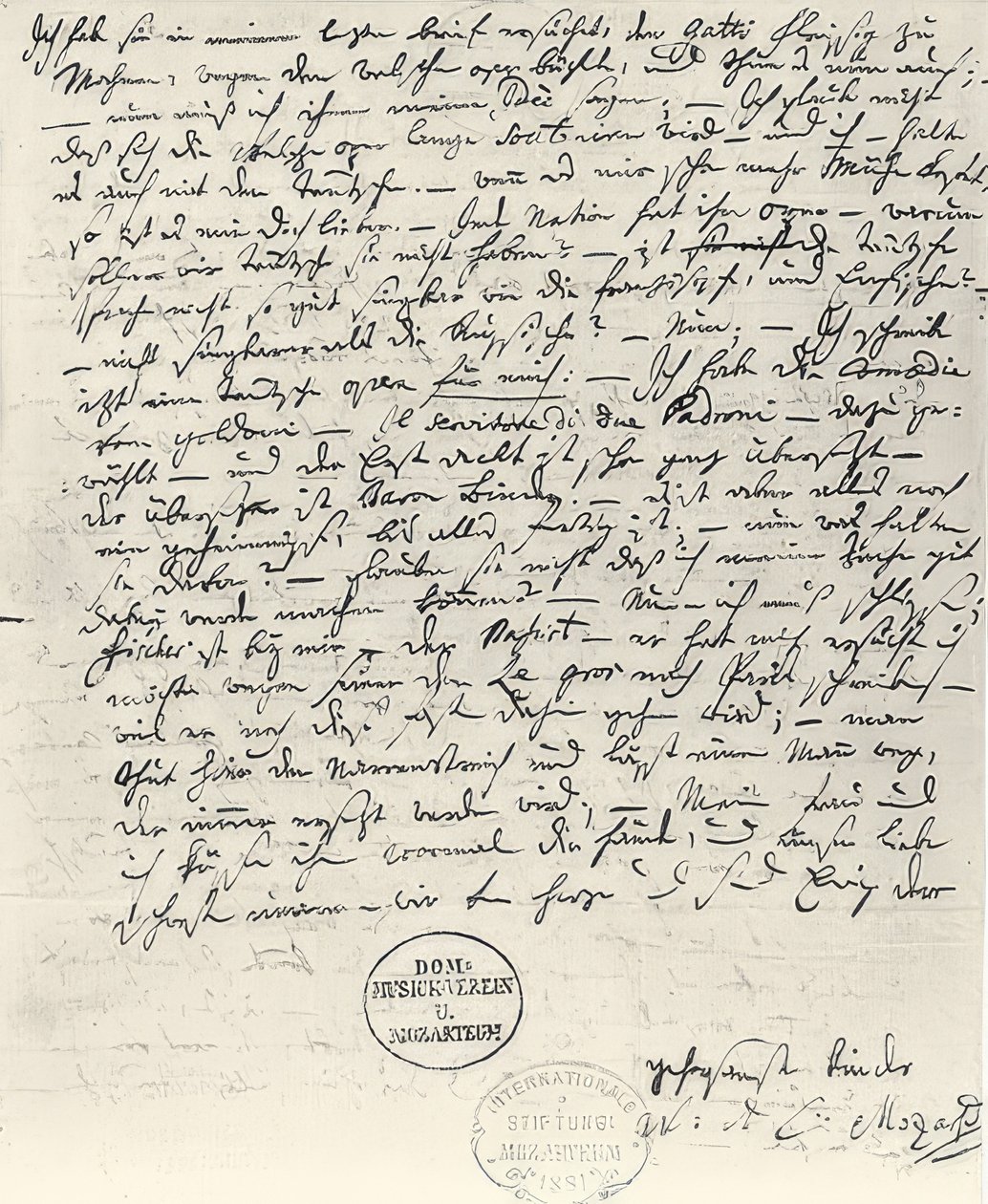 Eigenhändiger Brief von Wolfgang Amadeus Mozart von Wolfgang Amadeus Mozart