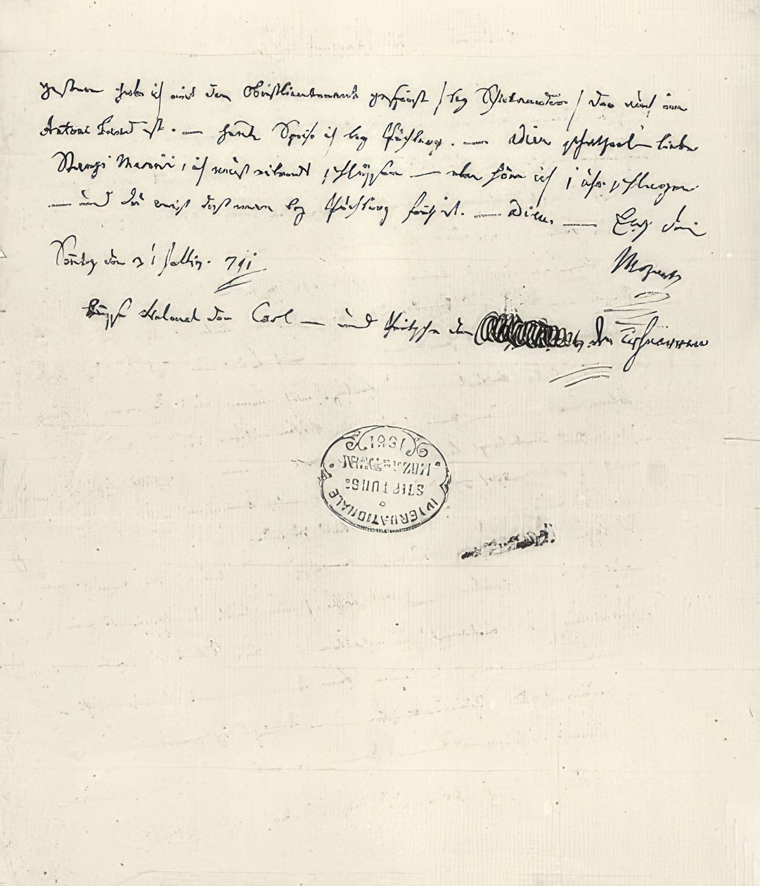 Wolfgang Amadeus Mozart (1756-1791) österreichischer Komponist. Eigenhändiger Brief an seine Frau Constanze von Wolfgang Amadeus Mozart
