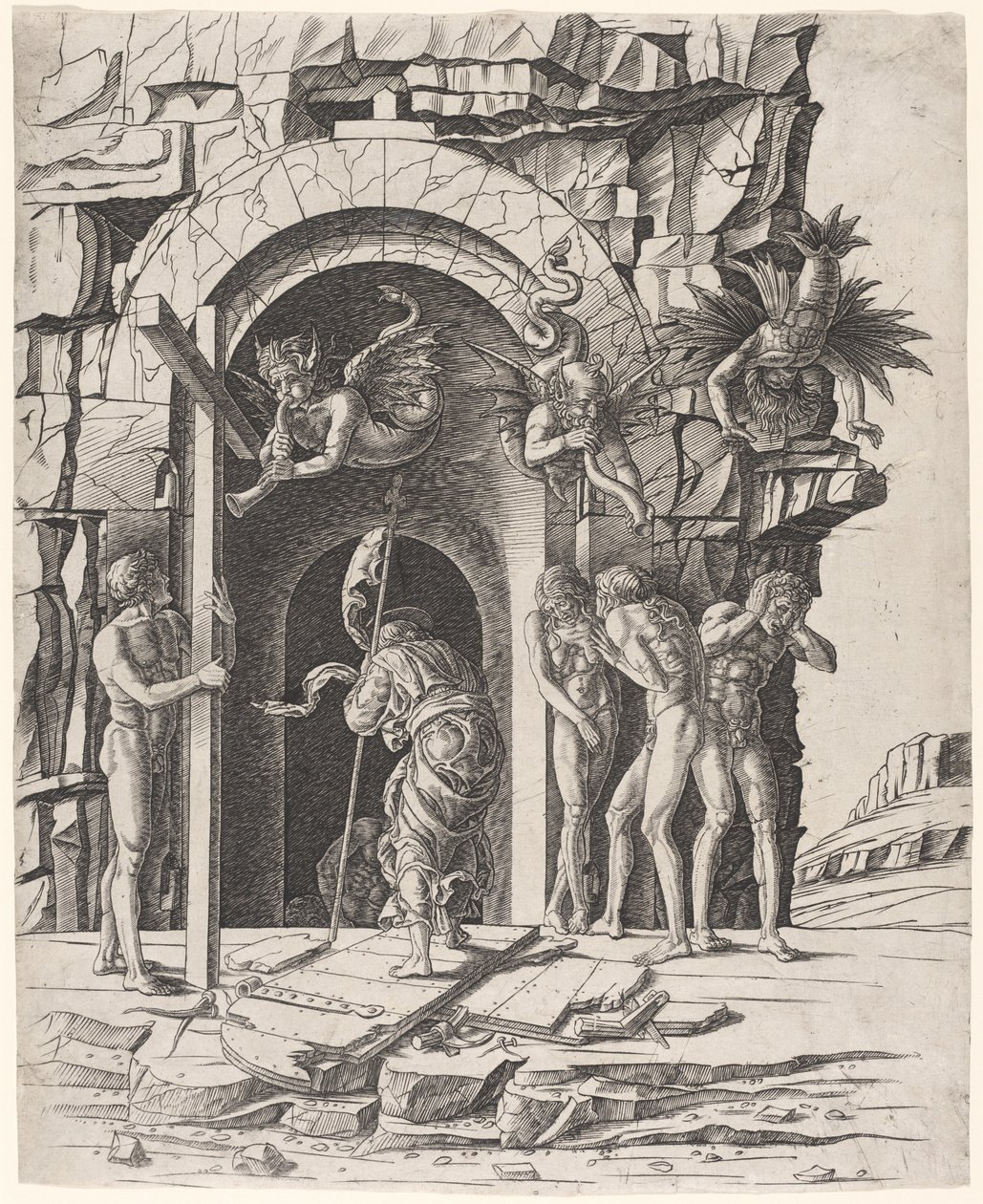 Abstieg in die Vorhölle von Workshop of Andrea Mantegna