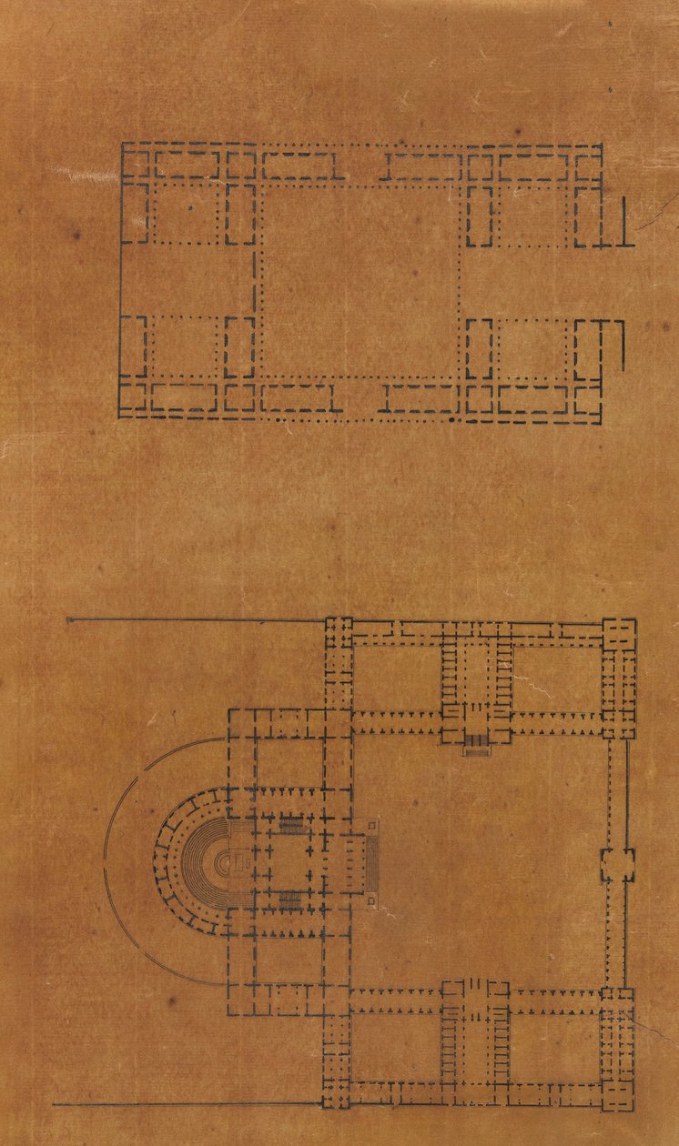 Seite aus einem Sammelalbum mit Zeichnungen und mehreren Architekturabdrücken, ca. 1800-1850 von Workshop of Charles Percier, Workshop of Pierre
