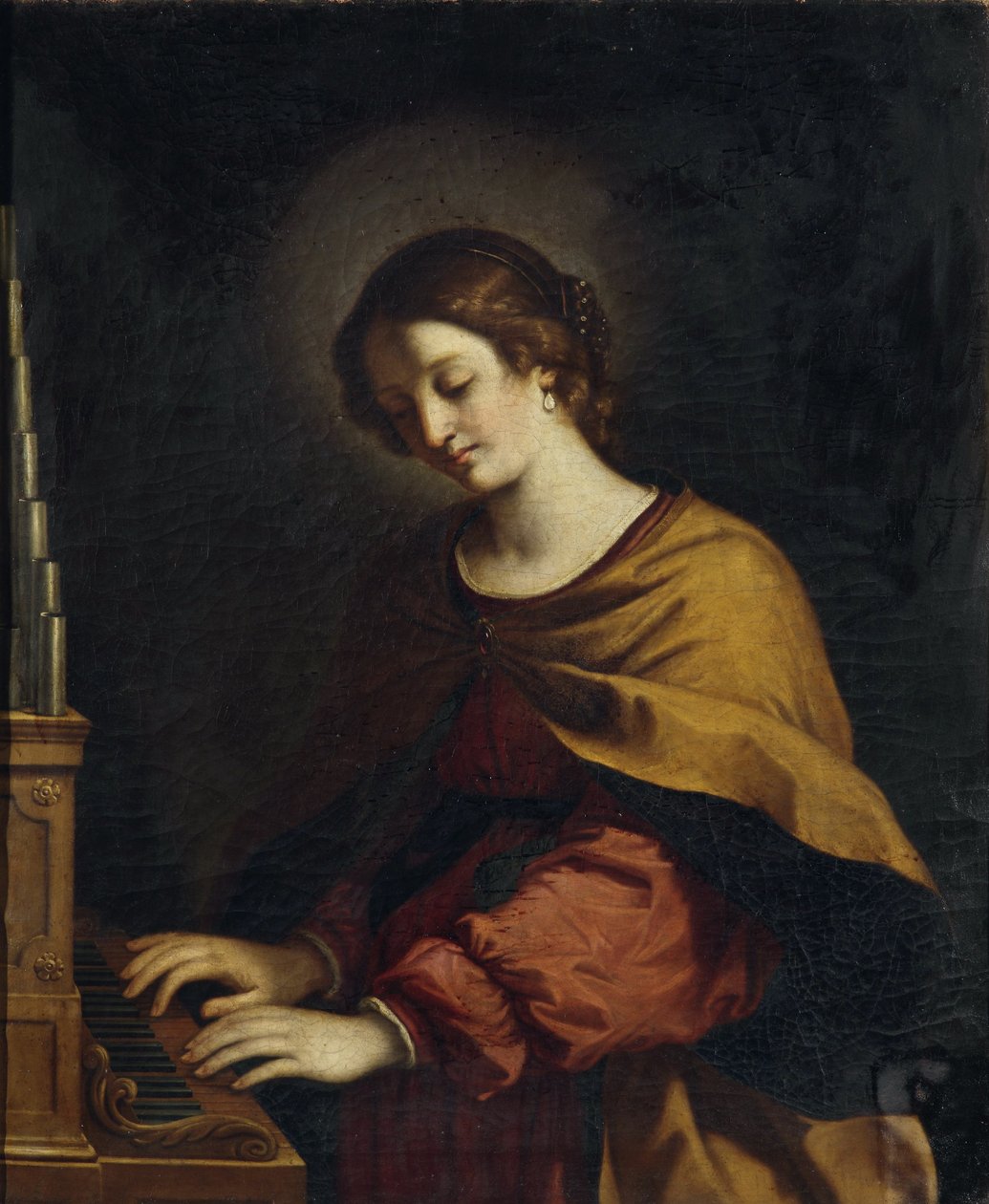 Heilige Cäcilia als Organistin von Workshop of Guercino