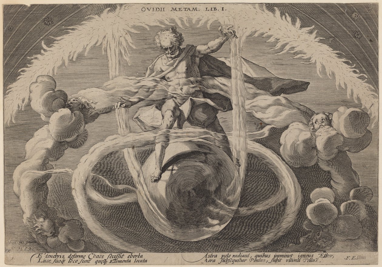 Chaos: Das Entwirren des Chaos oder die Schöpfung der Elemente von Workshop of Hendrick Goltzius, after Hendrick Goltzius