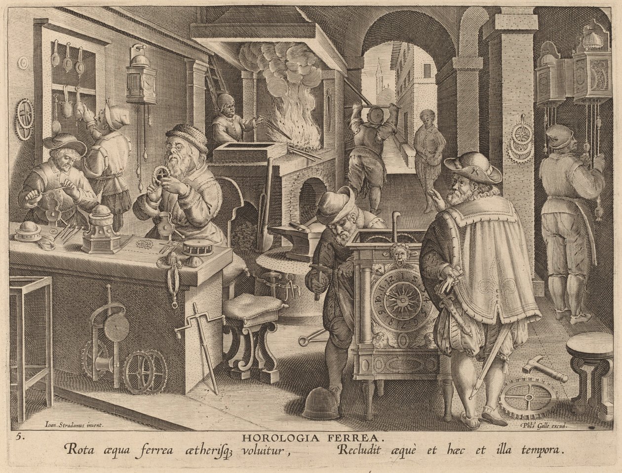 Eiserne Uhren von Workshop of Philip Galle after Jan van der Straet