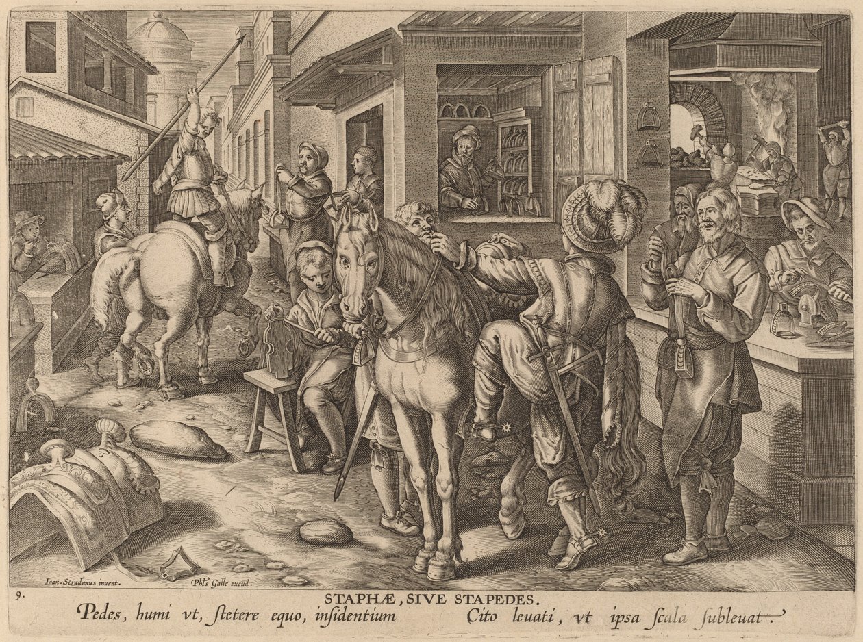 Steigbügel oder Fußstützen von Workshop of Philip Galle after Jan van der Straet