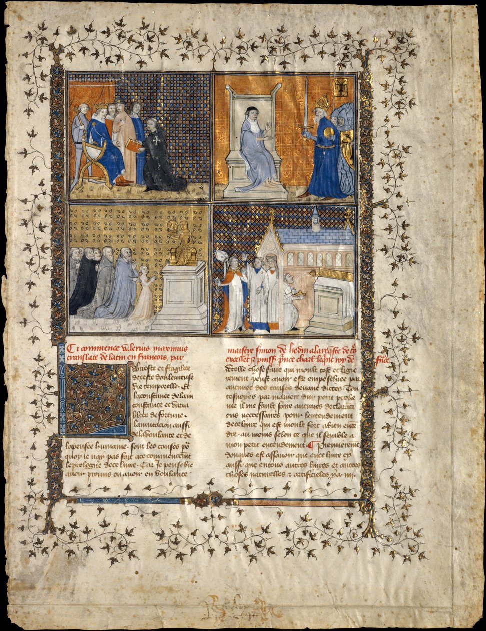 Blatt aus einem Manuskript von Valerius Maximus, ca. 1380-1390 von Workshop of Pierre Remiet