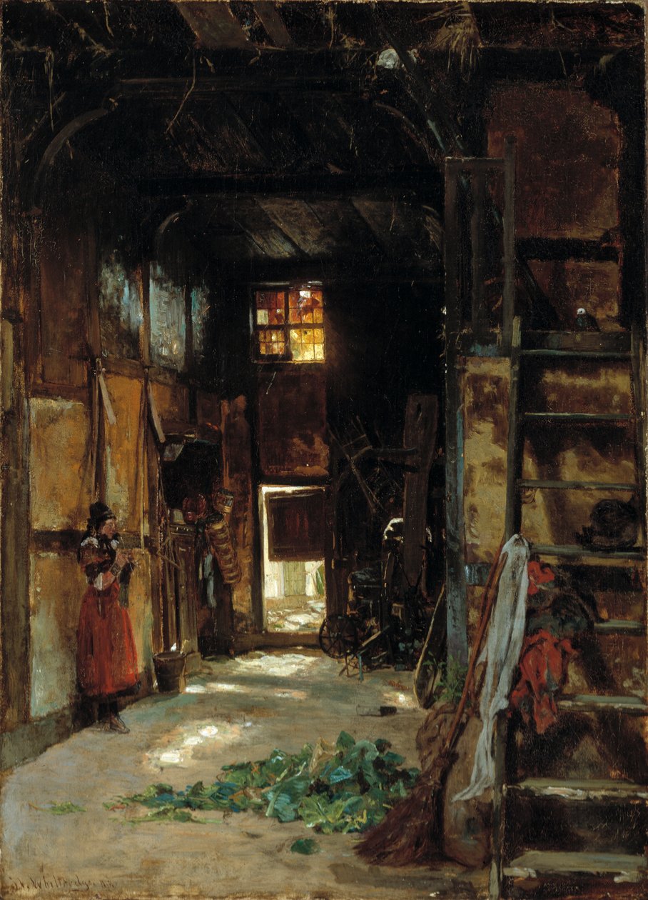 Innenraum eines westfälischen Bauernhauses, 1852 von Worthington Whittredge