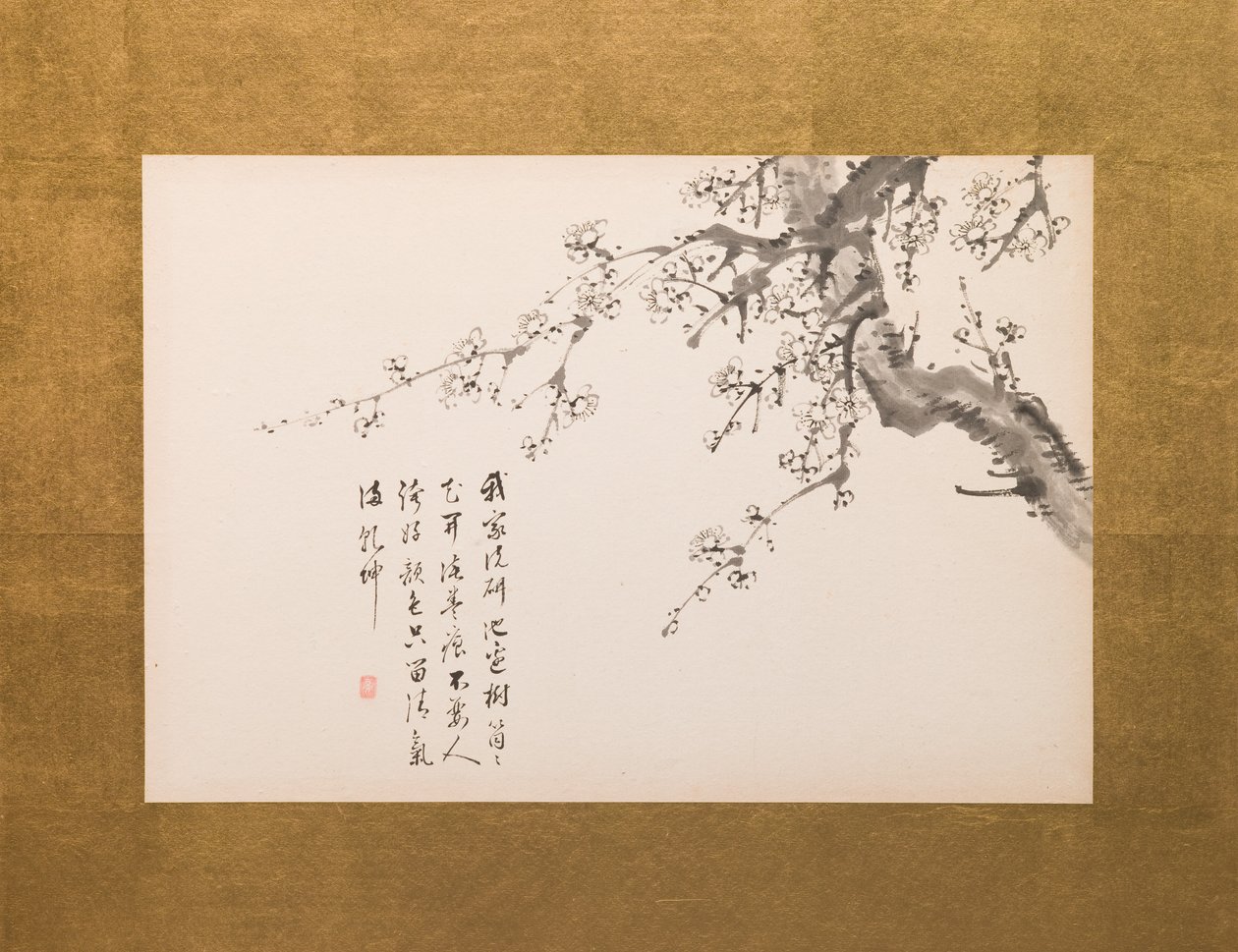 Prunusblüten, Wandschirm, Tafel 1 von 4, Edo-Periode 1844 von Yamamoto Baiitsu