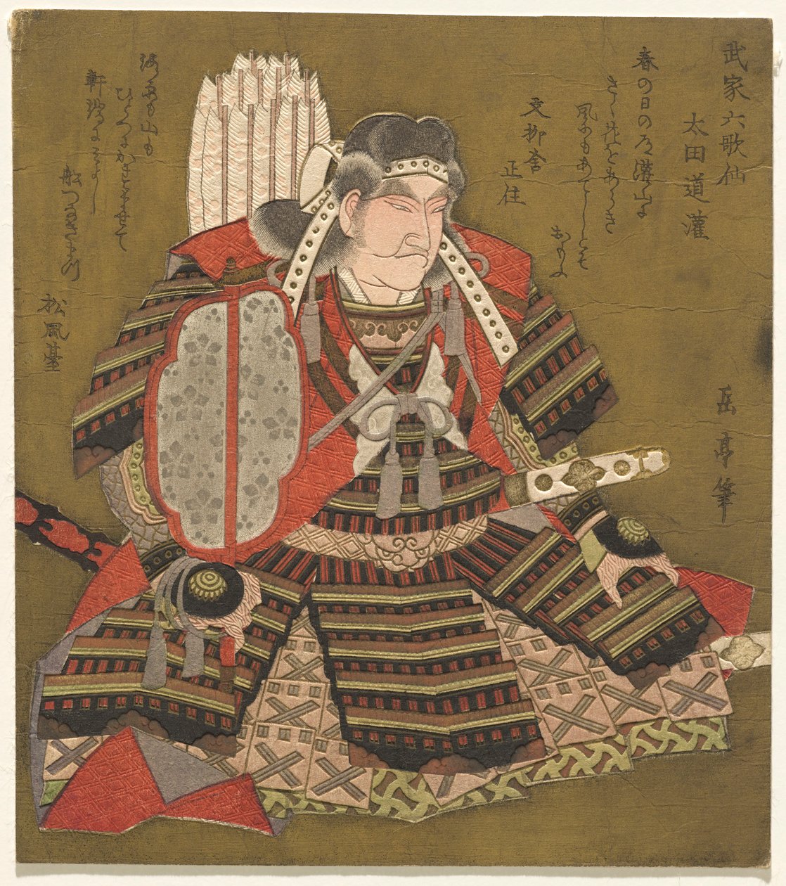 Eta Dōkan, aus der Serie Sechs unsterbliche Samurai-Dichter (Buke Rokkasen) von Yashima Gakutei